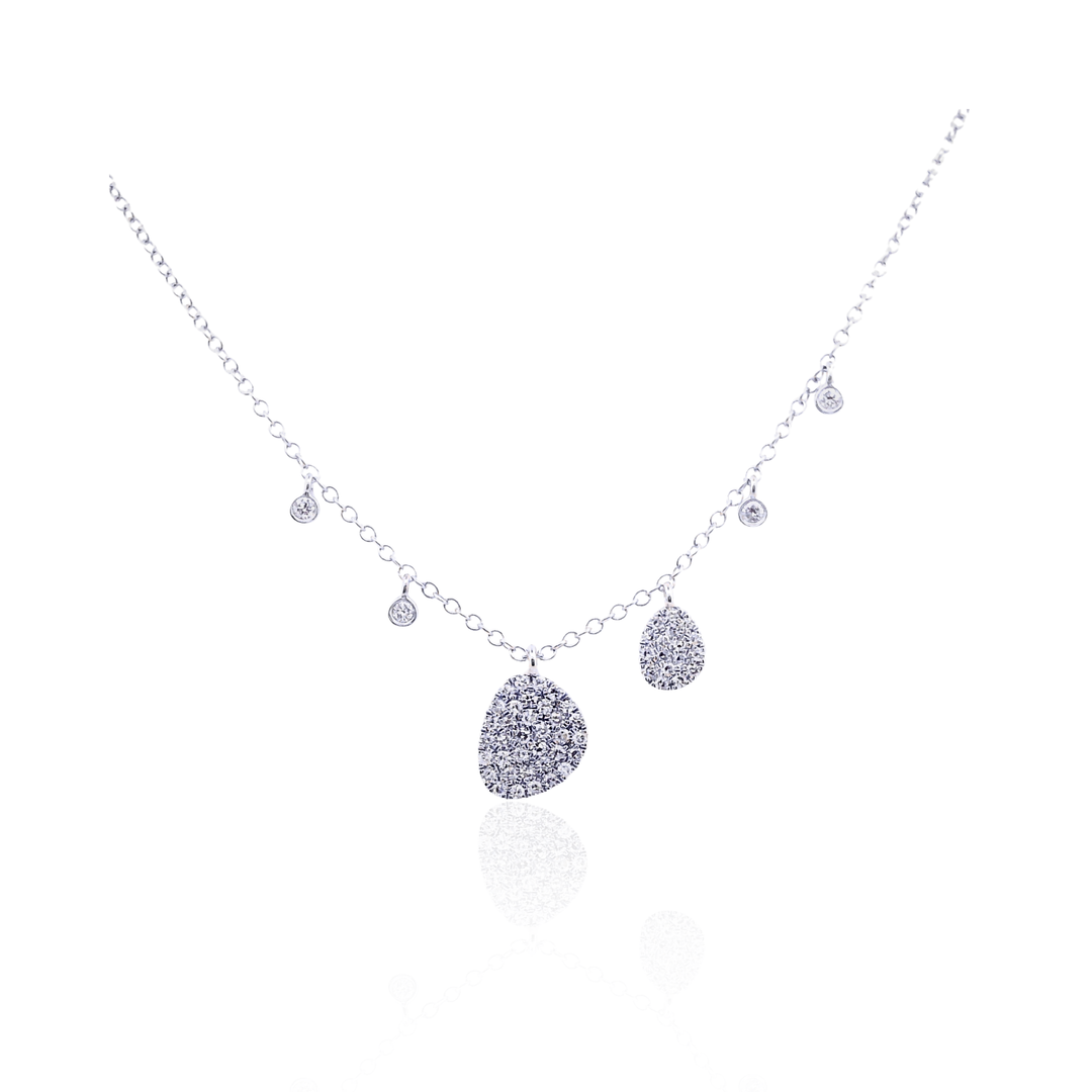 14K White Gold 0.25CTW Diamond Pavé Station Necklace