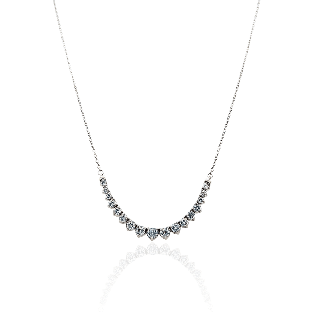 Sterling Silver 1.00CTW Lab Diamond Graduated Necklace