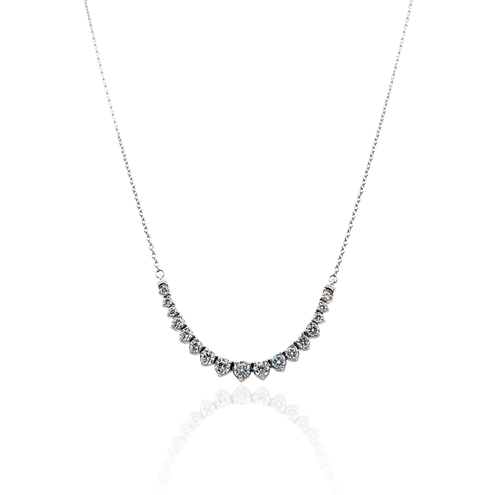 Sterling Silver 1.00CTW Lab Diamond Graduated Necklace