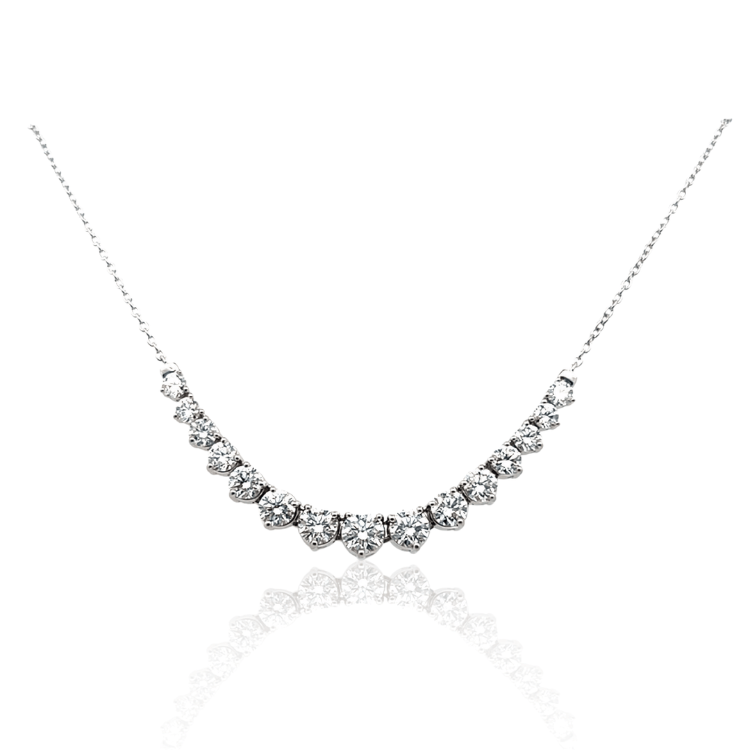 Sterling Silver 3.00CTW Lab Diamond Graduated Necklace