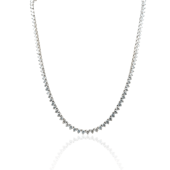 Sterling Silver 10.17CTW Lab-Grown Diamond Tennis Necklace