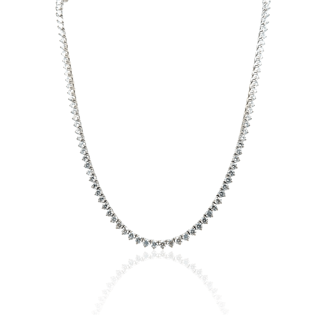 Sterling Silver 10.17CTW Lab-Grown Diamond Tennis Necklace