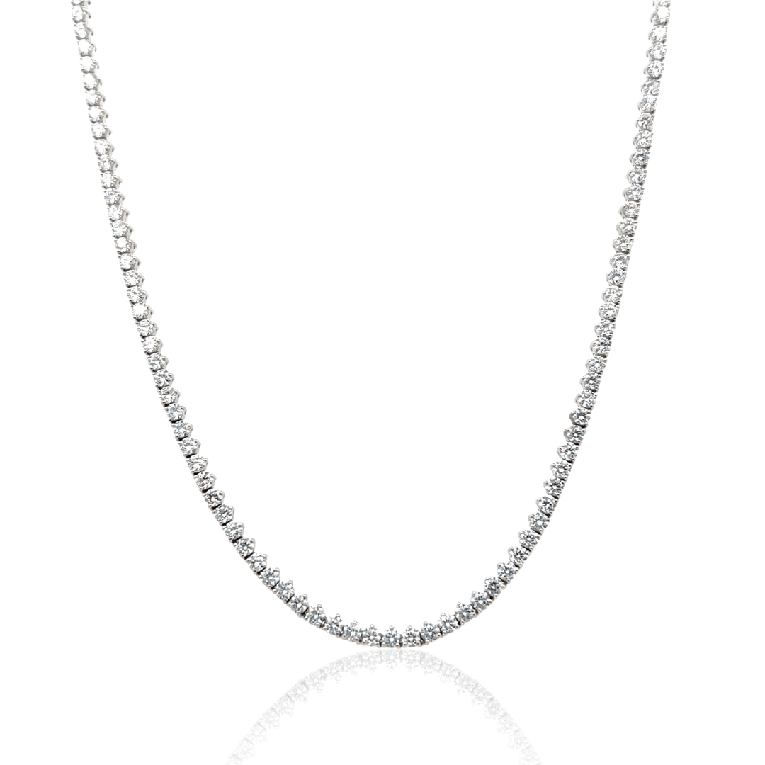 Sterling Silver 8.00CTW Lab-Grown Diamond Tennis Necklace