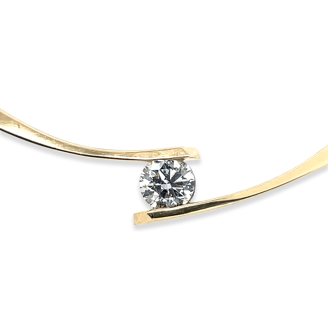 Estate 18K Yellow Gold 2.56CTW Diamond Bypass Omega Collar Necklace