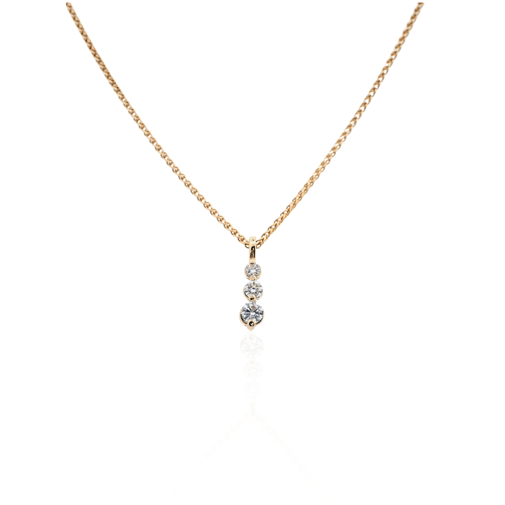 Estate 14K Yellow Gold 0.40CTW Three-Stone Diamond Drop Necklace