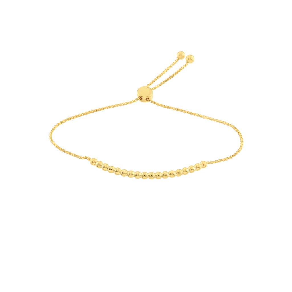 14K Yellow Gold Adjustable Beaded Bolo Bracelet by Midas Chain