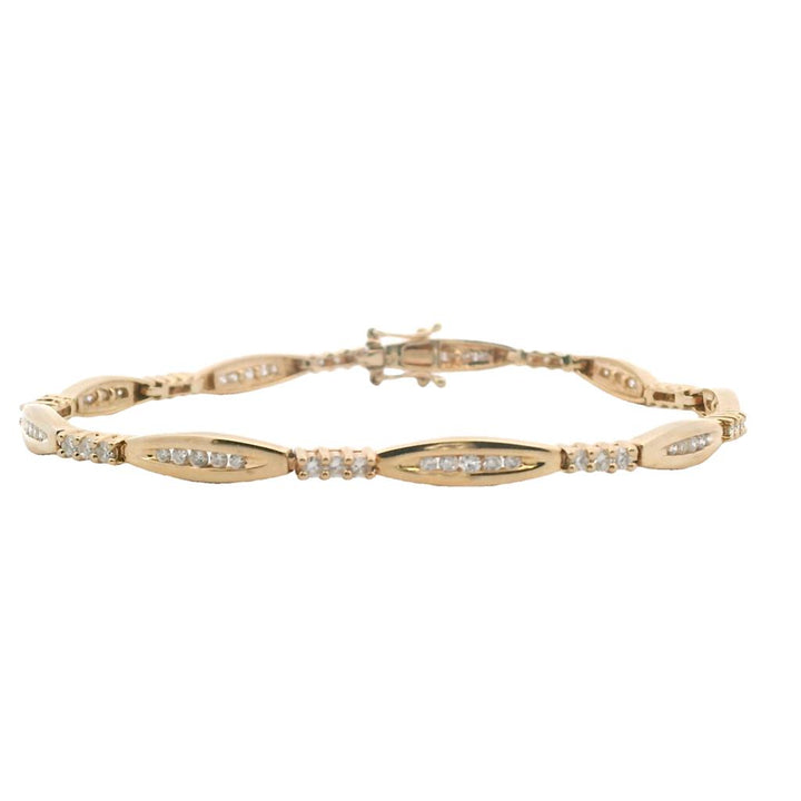 Estate 14K Yellow Gold 0.96ctw Diamond Link Bracelet