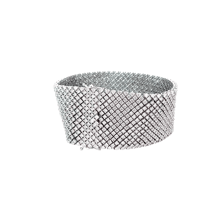 14K White Gold 31.16CTW Diamond Mesh Bracelet