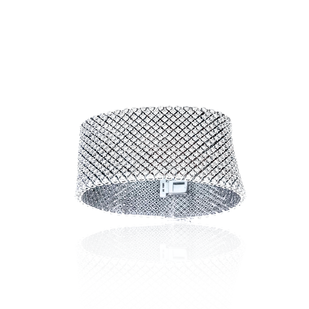 14K White Gold 31.16CTW Diamond Mesh Bracelet