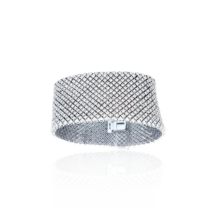 14K White Gold 31.16CTW Diamond Mesh Bracelet