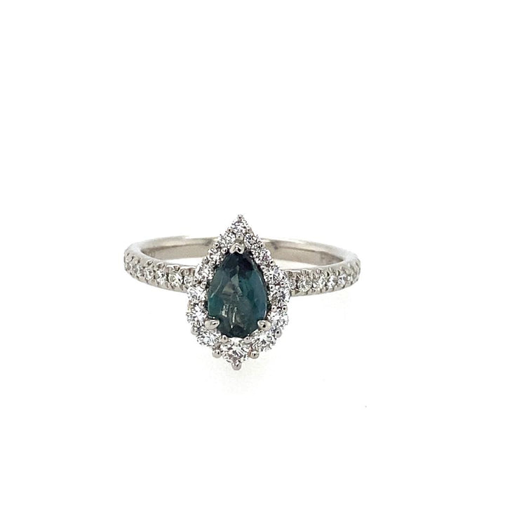 Platinum 1.13ctw Pear Alexandrite & Diamond Halo Ring