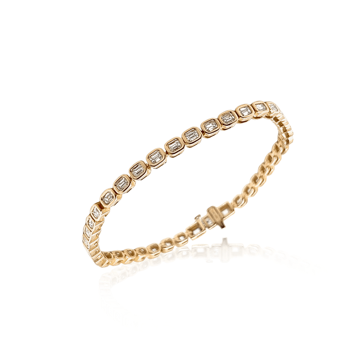 10K Yellow Gold 3.50CTW Emerald-Cut Lab Diamond Tennis Bracelet