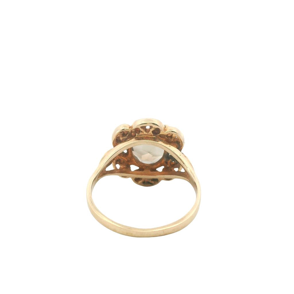 Estate 10K Yellow Gold Smoky Quartz Ring - Vintage Filigree Design Size 6.5