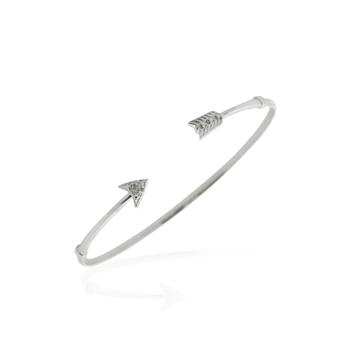 Estate Sterling Silver 0.03CTW Diamond Arrow Cuff Bracelet