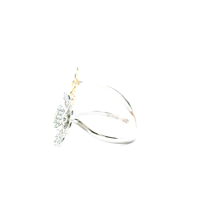 Estate14K Three Tone Gold 0.95CTW Diamond Flower Ring