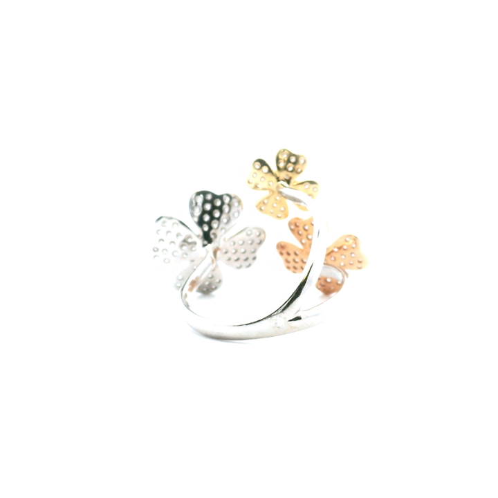 Estate14K Three Tone Gold 0.95CTW Diamond Flower Ring