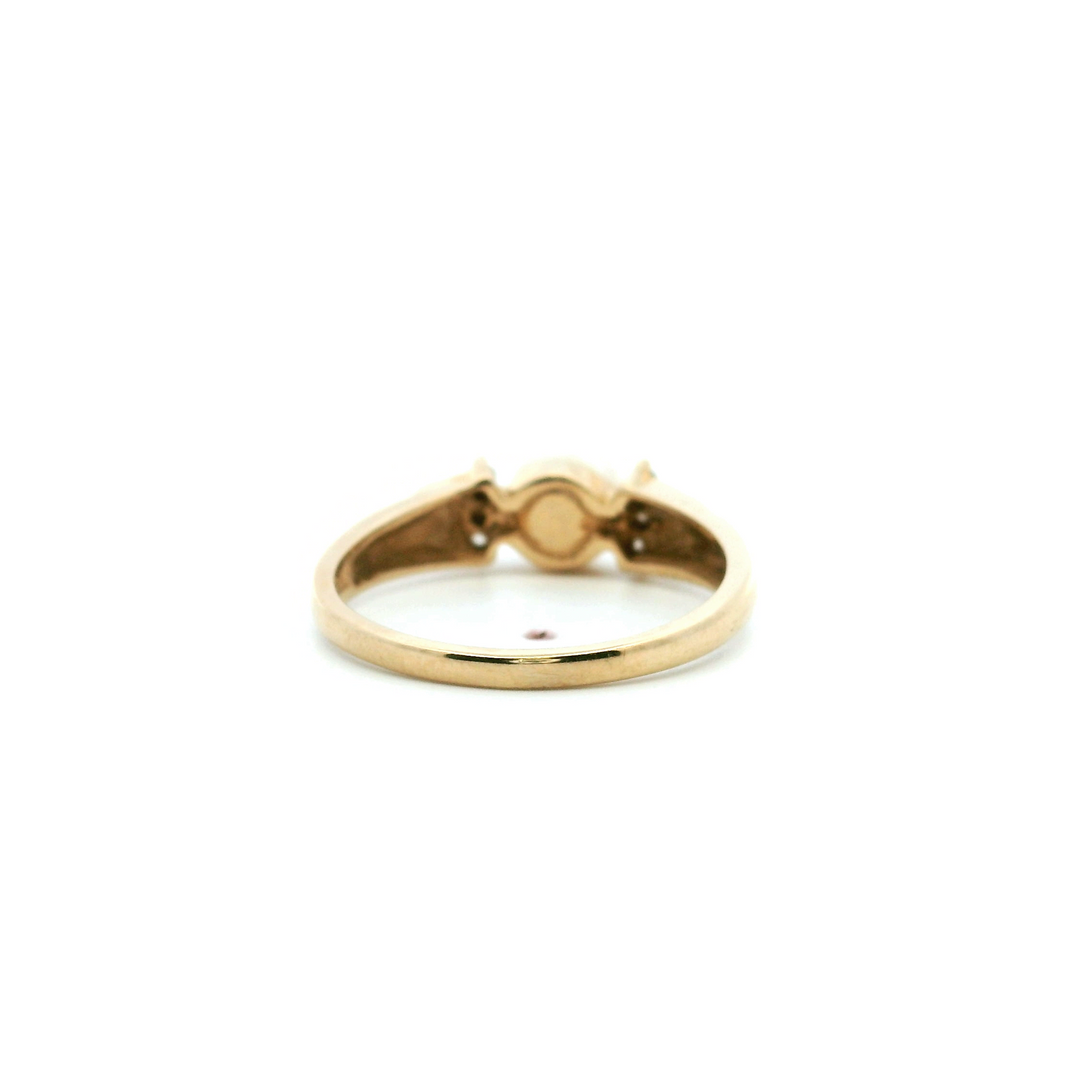 Estate 14K Yellow Gold Cultured Pearl & Diamond Ring