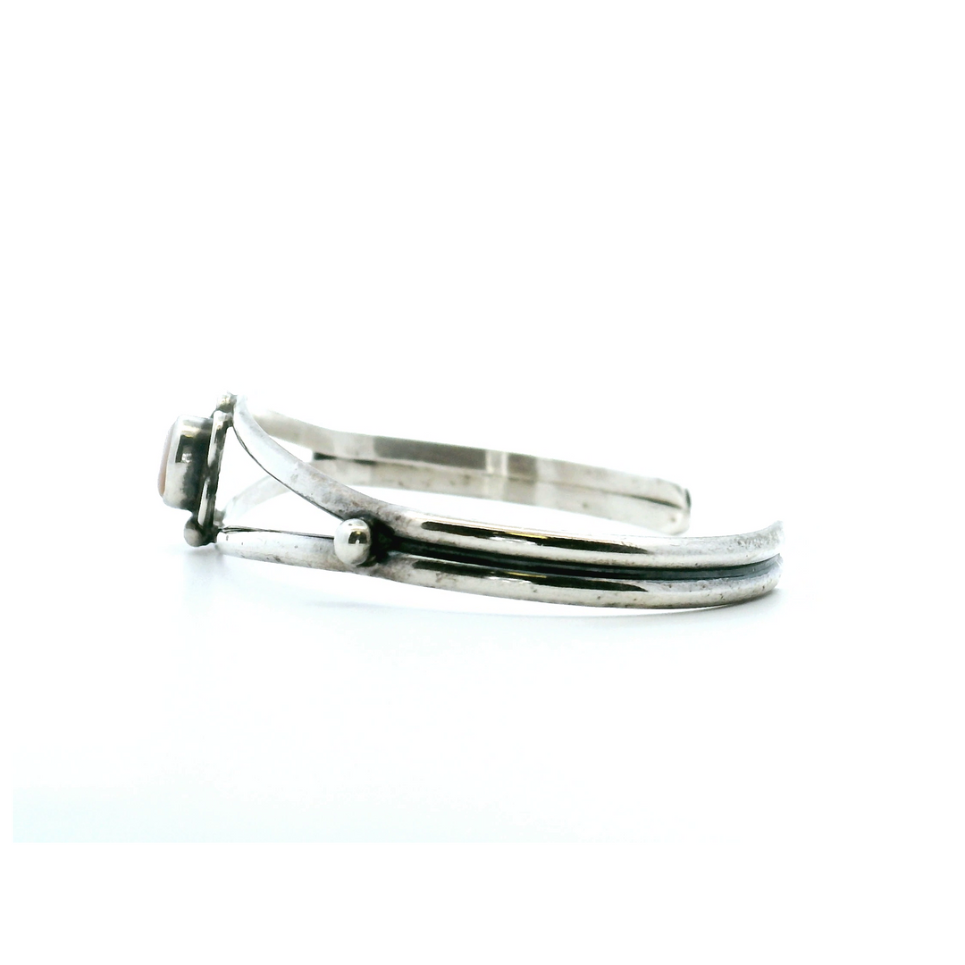 Estate Native American Sterling Silver Mother of Pearl Bangle Bracelet