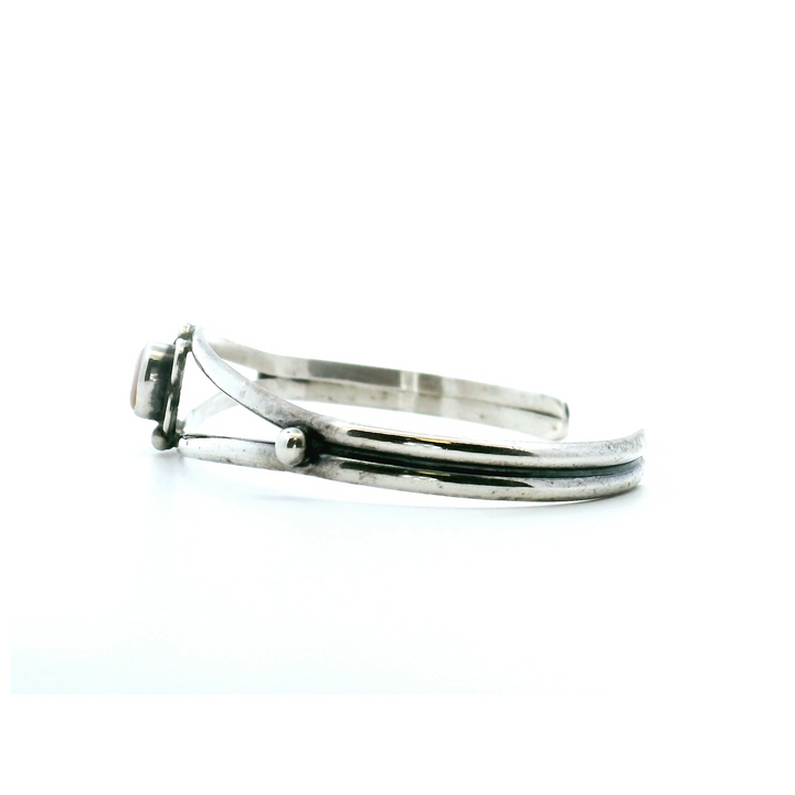 Estate Native American Sterling Silver Mother of Pearl Bangle Bracelet