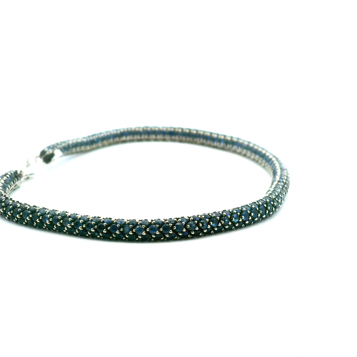 Contemporary Estate 18K White Gold Sapphire Snake Bracelet