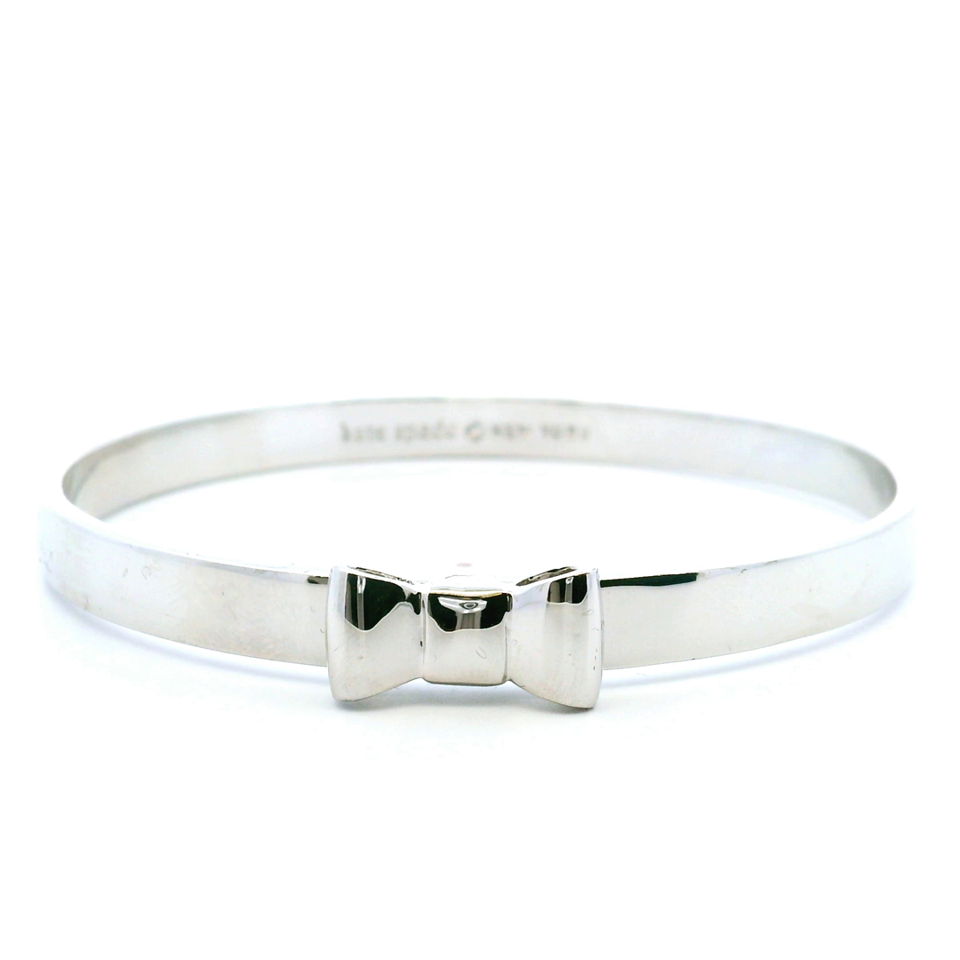 Estate Kate Spade Silver Tone 3D Bow Bangle Bracelet
