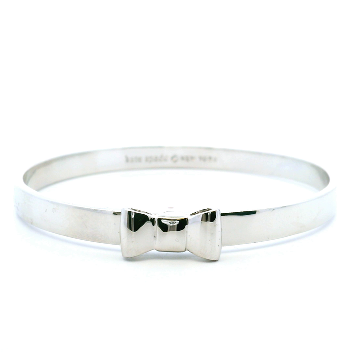 Estate Kate Spade Silver Tone 3D Bow Bangle Bracelet