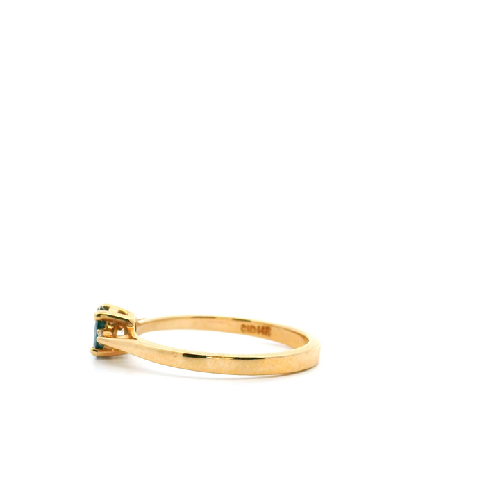 Estate 14K Yellow Gold Oval Blue Sapphire & Diamond Three-Stone Ring