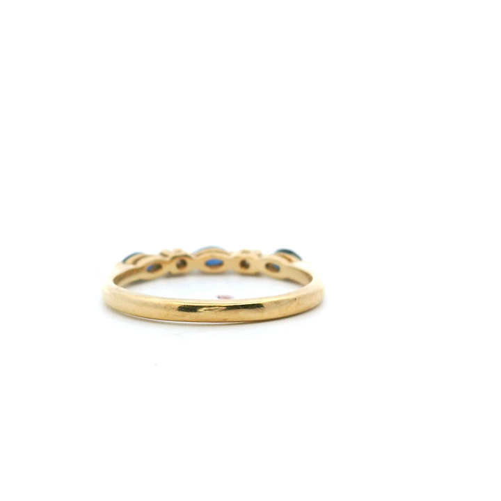 Estate 14K Yellow Gold Marquise Blue Sapphire & Diamond Band Ring