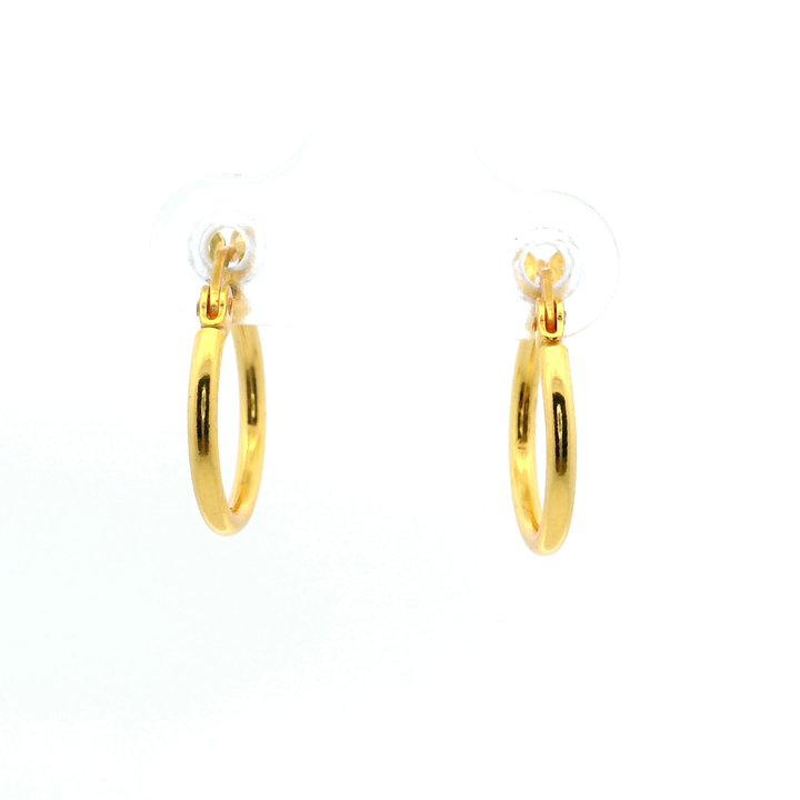 14K Yellow Gold Vermeil 1.5x14MM French-Lock Tube Hoop Earrings