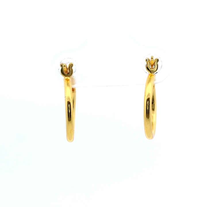 14K Yellow Gold Vermeil 1.5x14MM French-Lock Tube Hoop Earrings