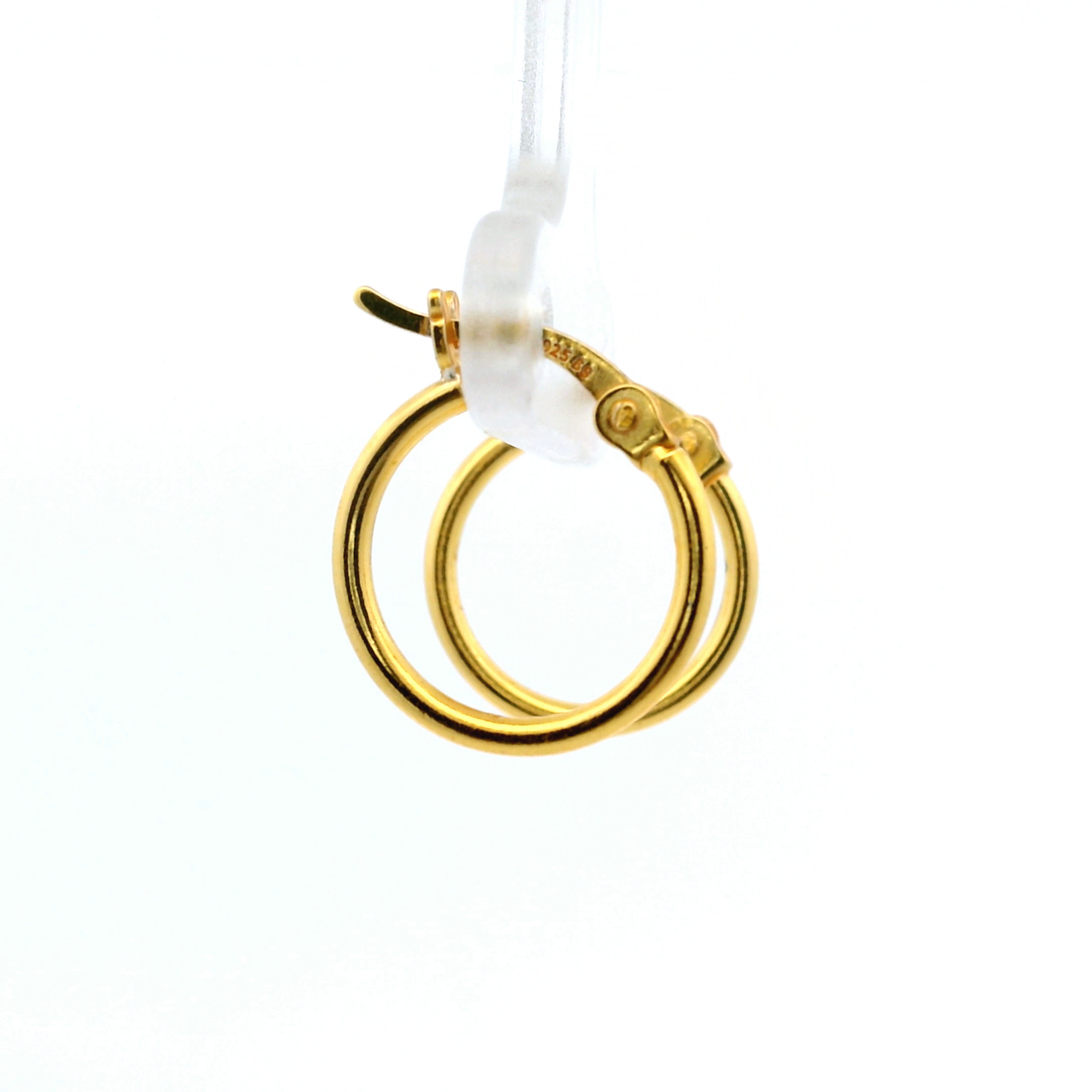14K Yellow Gold Vermeil 1.5x14MM French-Lock Tube Hoop Earrings