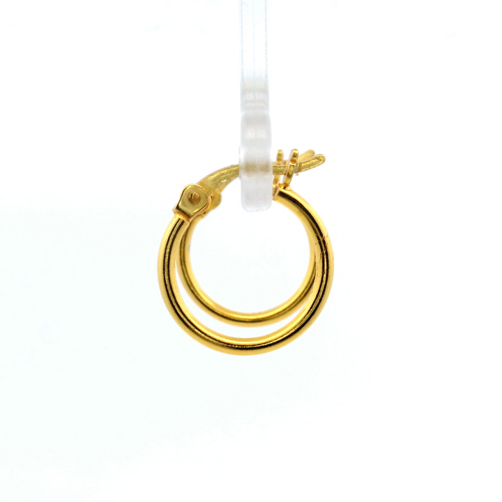 14K Yellow Gold Vermeil 1.5x14MM French-Lock Tube Hoop Earrings