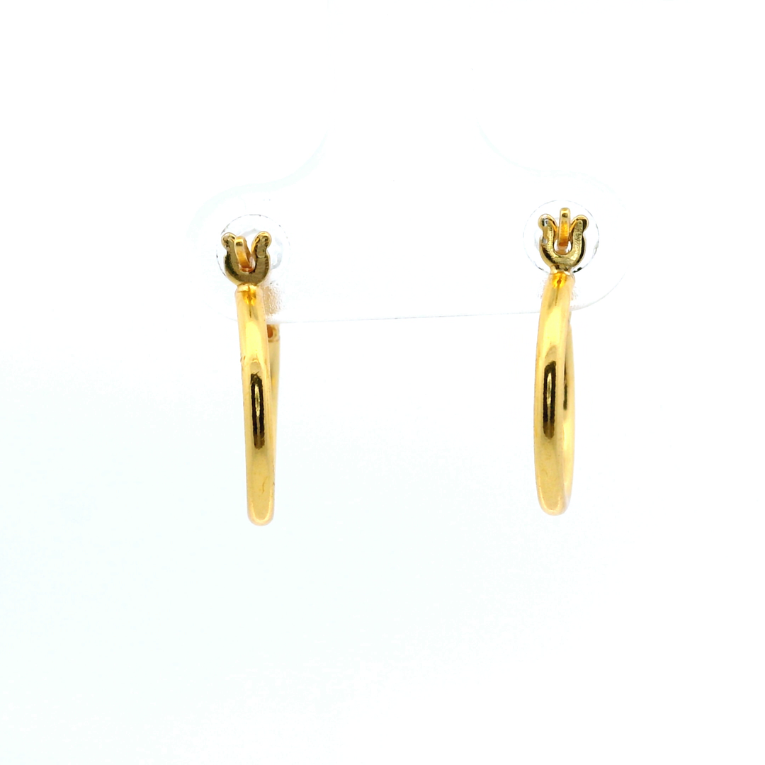14K Yellow Gold Vermeil 1.5x14MM French-Lock Tube Hoop Earrings