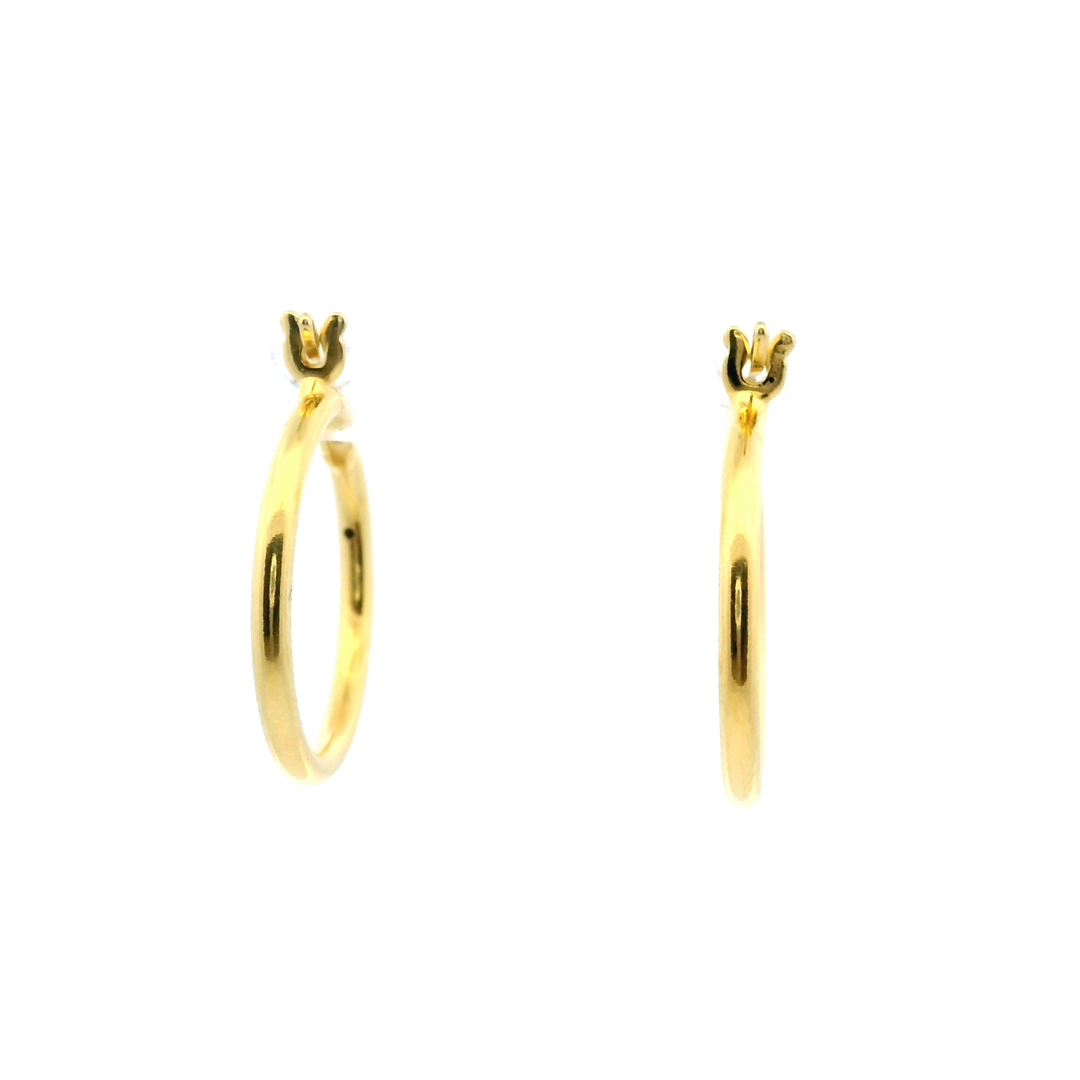 14K Yellow Gold Vermeil 1.5x16MM French-Lock Tube Hoop Earrings