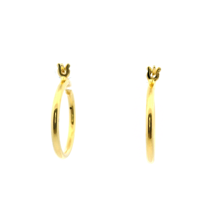 14K Yellow Gold Vermeil 1.5x16MM French-Lock Tube Hoop Earrings