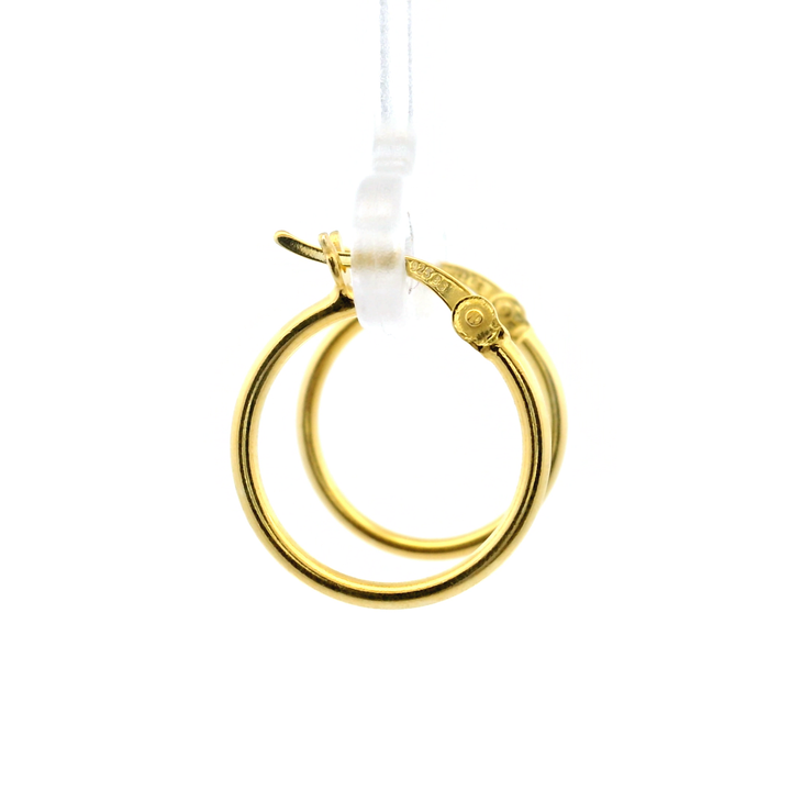 14K Yellow Gold Vermeil 1.5x16MM French-Lock Tube Hoop Earrings