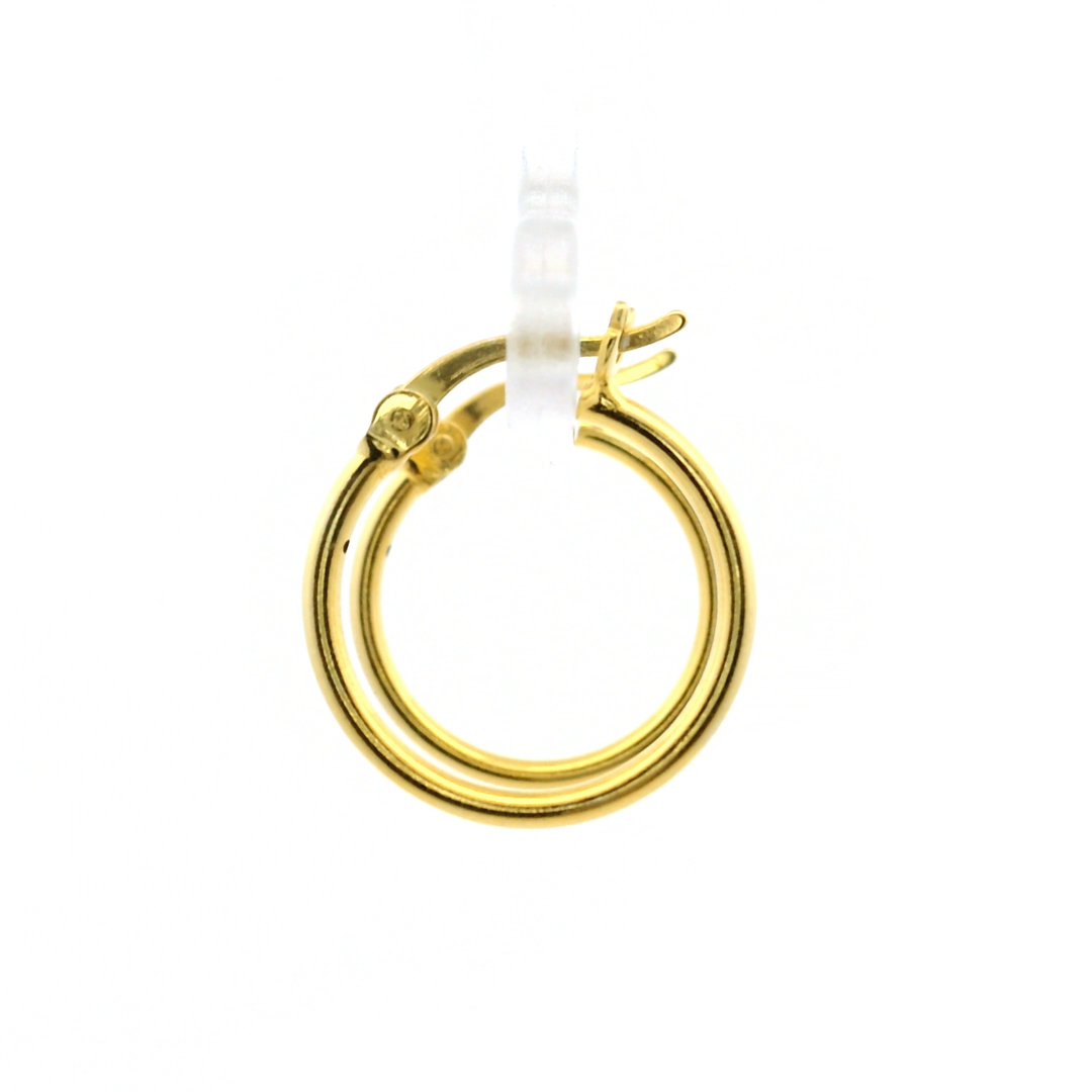 14K Yellow Gold Vermeil 1.5x16MM French-Lock Tube Hoop Earrings