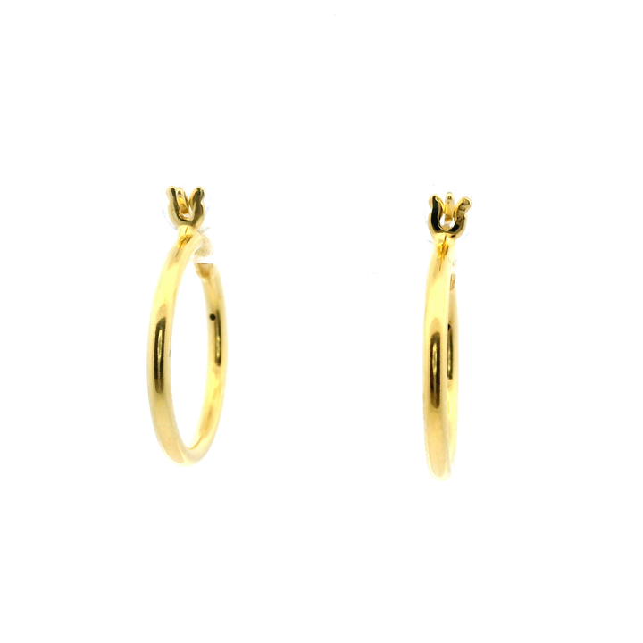 14K Yellow Gold Vermeil 1.5x16MM French-Lock Tube Hoop Earrings