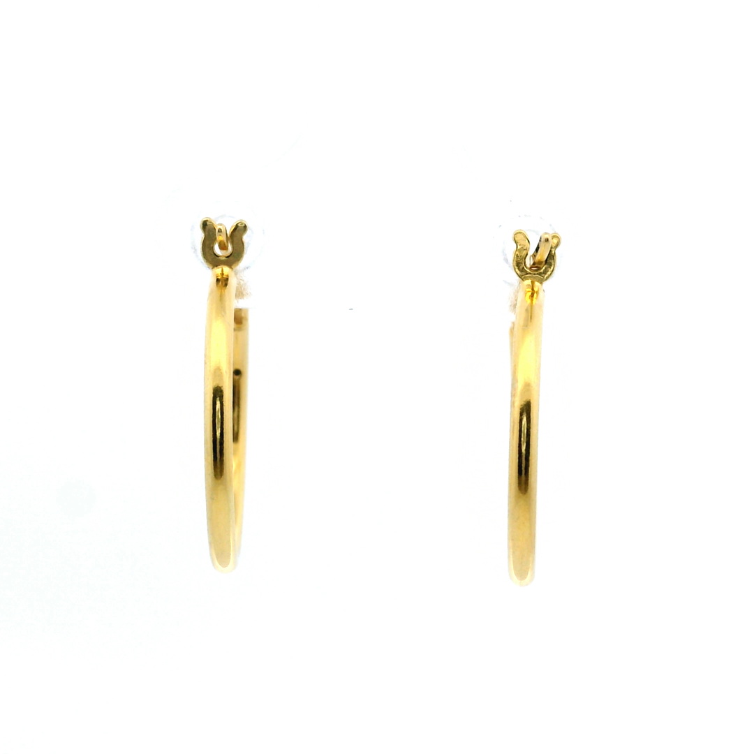 14K Yellow Gold Vermeil 1.5x18MM French-Lock Tube Hoop Earrings