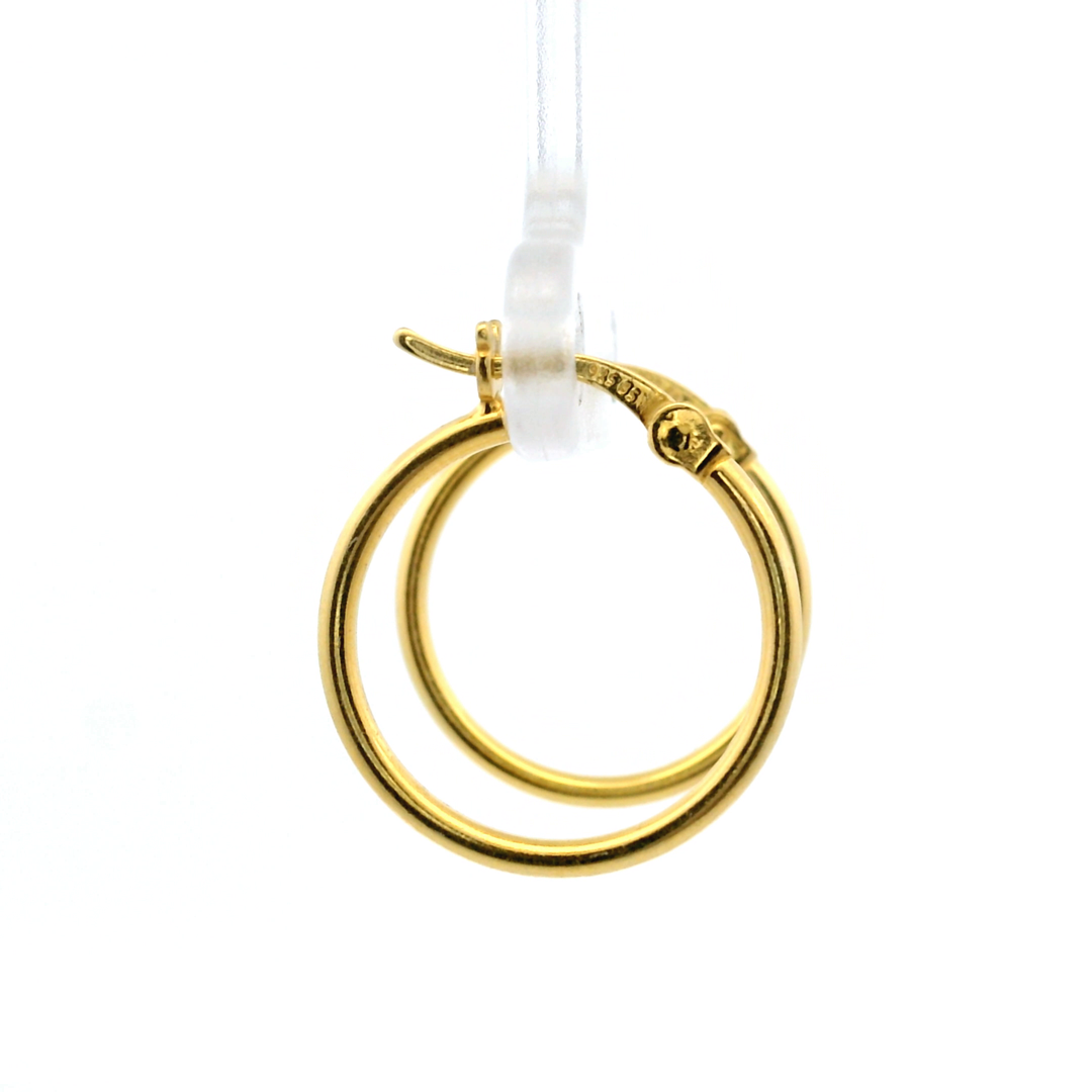 14K Yellow Gold Vermeil 1.5x18MM French-Lock Tube Hoop Earrings