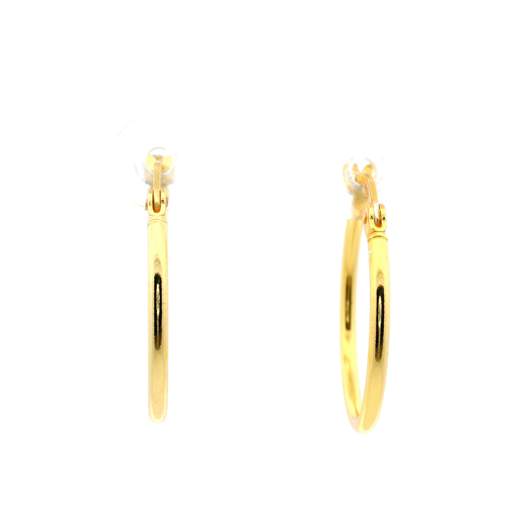14K Yellow Gold Vermeil 20MM French-Lock Tube Hoop Earrings