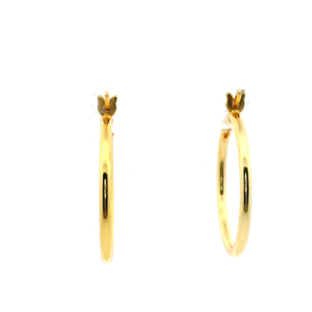 14K Yellow Gold Vermeil 20MM French-Lock Tube Hoop Earrings
