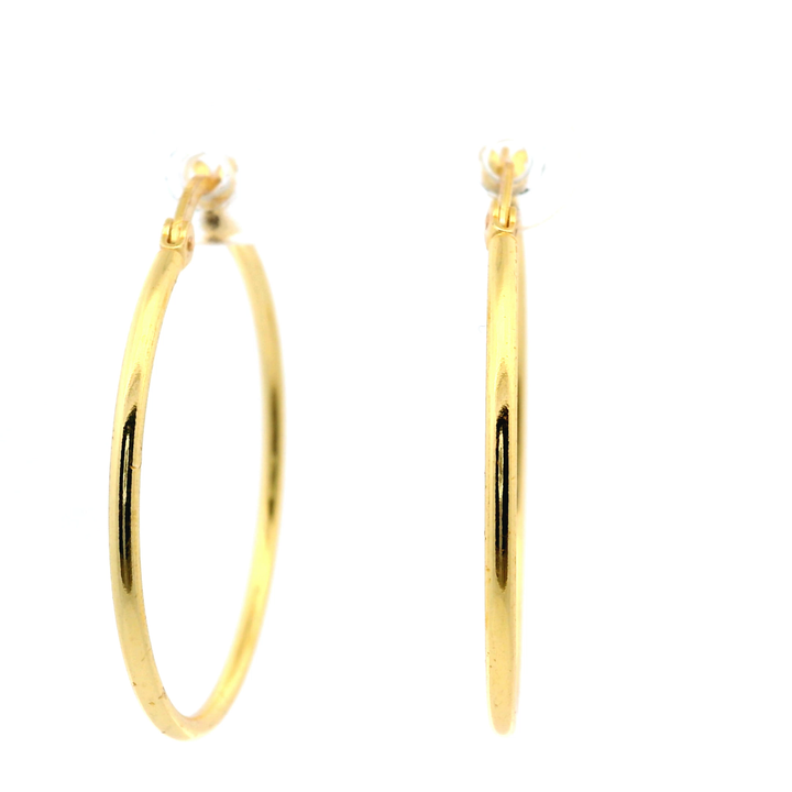 14K Yellow Gold Vermeil 1.5x30MM French-Lock Tube Hoops
