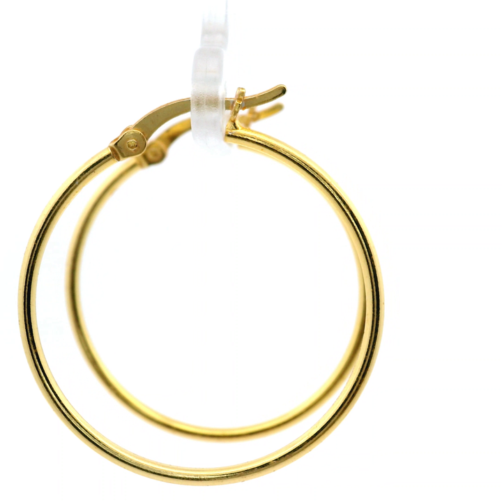 14K Yellow Gold Vermeil 1.5x30MM French-Lock Tube Hoops