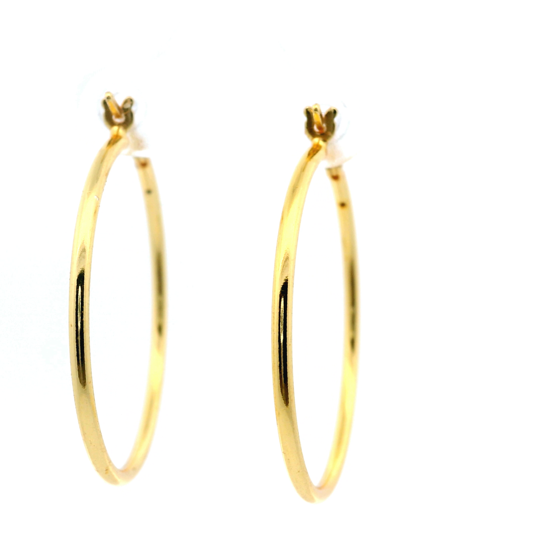 14K Yellow Gold Vermeil 1.5x30MM French-Lock Tube Hoops
