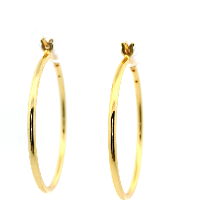 14K Yellow Gold Vermeil 1.5x30MM French-Lock Tube Hoops