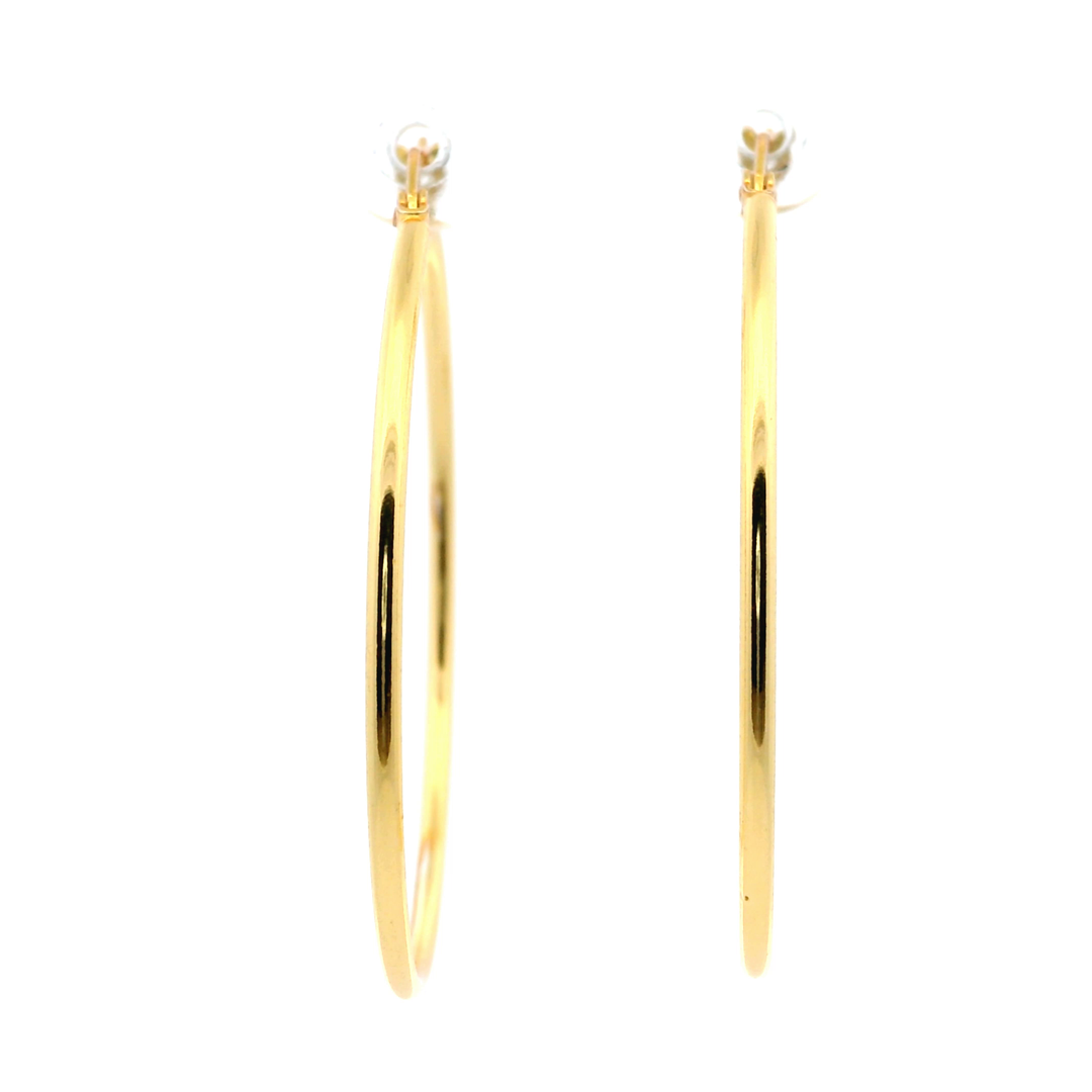 14K Yellow Gold Vermeil 40MM French-Lock Tube Hoops