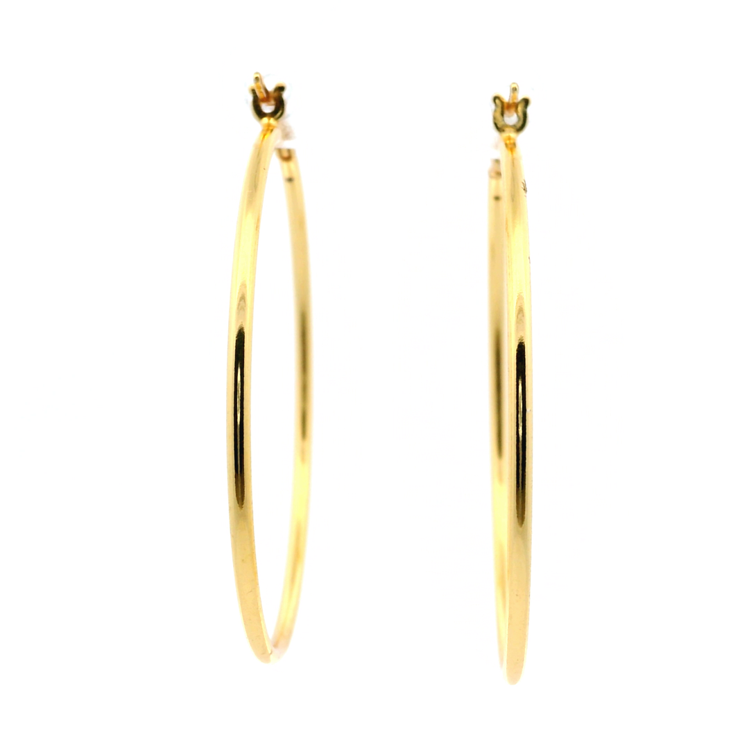 14K Yellow Gold Vermeil 40MM French-Lock Tube Hoops