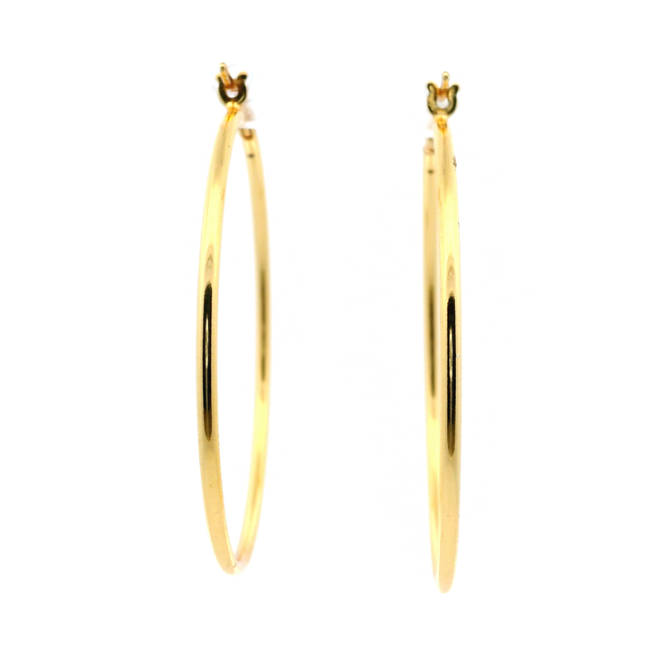 14K Yellow Gold Vermeil 40MM French-Lock Tube Hoops