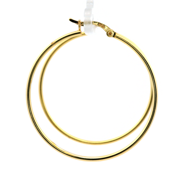 14K Yellow Gold Vermeil 40MM French-Lock Tube Hoops